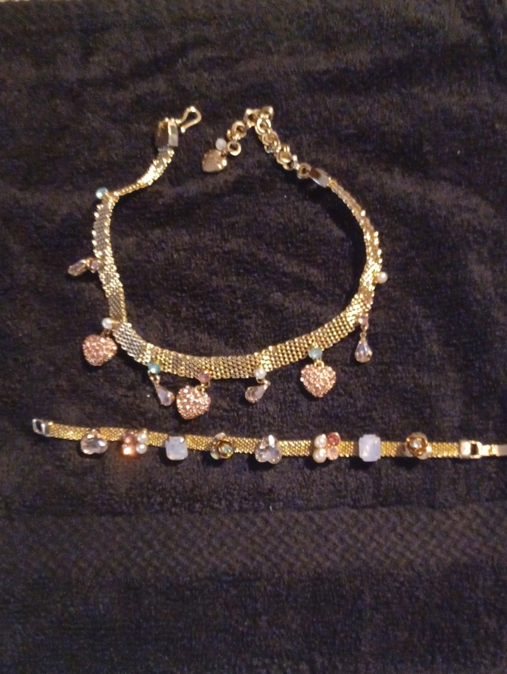 Besty Johnson Gold-Tone Heart Charm Bracelet Set - Pink & Gold